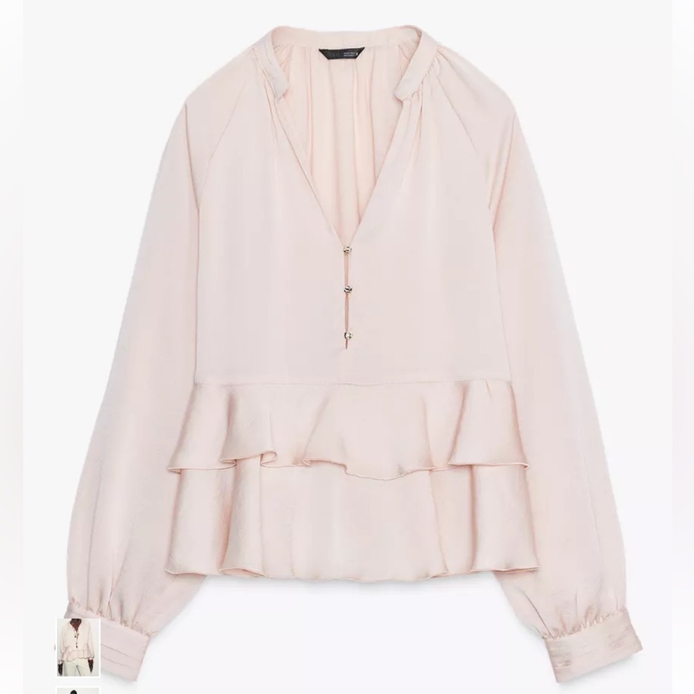 Zara Soft Pink Ruffled Blouse - Picture 6 of 10